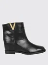 Via Roma 15 Calfskin Ankle Boot With Decorative Gold-tone Plaque In Black
