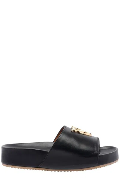 Via Roma 15 45mm Stud-embellished Slides In Black