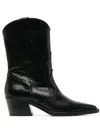 Via Roma 15 Snake-embossed Leather Boots In Black