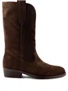 Via Roma 15 Stitched Suede-leather Boots In Brown