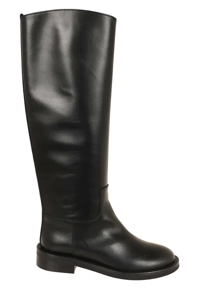 Via Roma 15 Stivale Alto 012 Black Leather Knee-high Boots