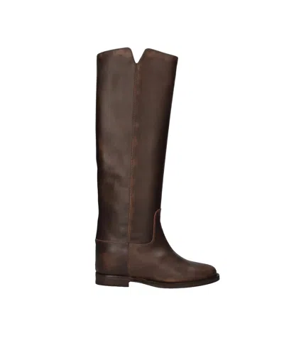 Via Roma 15 V-cut Leather Boots In Multi