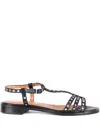 Via Roma 15 Studded Leather Sandals In Black