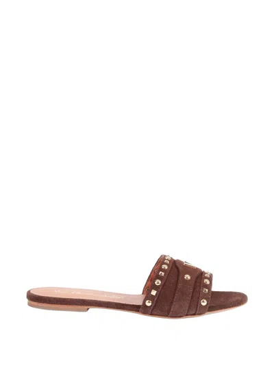 Via Roma 15 Stud-embellished Sandals In Multi