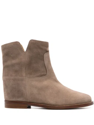 Via Roma 15 Suede Ankle Boots In Brown