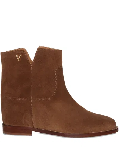 Via Roma 15 Suede Ankle Boots In Brown