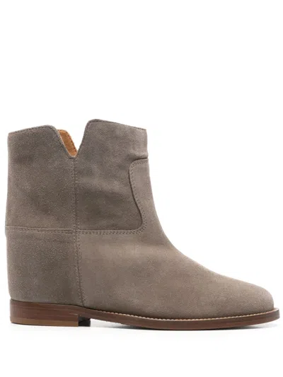 Via Roma 15 Suede Ankle Boots In Grey