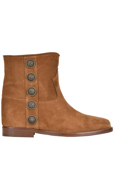 Via Roma 15 Suede Ankle Boots In Light Brown