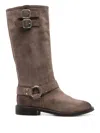 Via Roma 15 Low Heels Boots In Taupe Suede In Brown