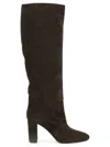 Via Roma 15 Suede Heeled Boots In Brown