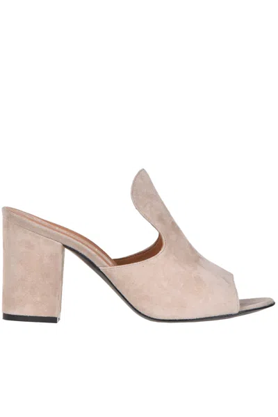 Via Roma 15 High Heel Suede Mules In Dove-grey