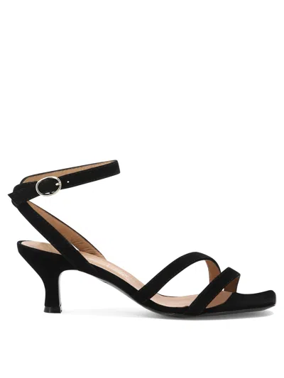 Via Roma 15 Suede Sandals In Black