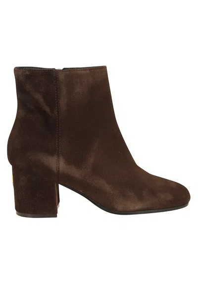 Via Roma 15 Tacco 50 Chic Mini V Suede Ankle Boots In Brown