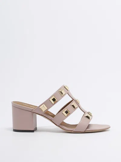 Via Roma 15 Tacco C/borchie Sandal In Blush