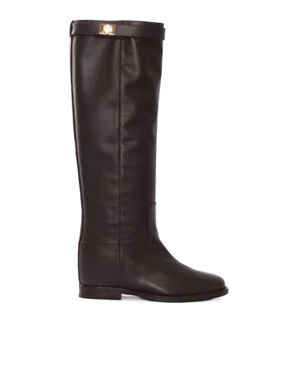 VIA ROMA 15 TALL LEATHER BOOTS WITH DECORATIVE STRAP