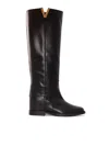 Via Roma 15 Tall Leather Boots With V-cutout In Black