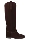 Via Roma 15 Tall Suede Boots With Internal Wedge In Brown