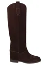 Via Roma 15 Tall Suede Boots With Internal Wedge In Brown