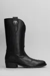 Via Roma 15 Texan Ankle Boots In Black Leather In Black