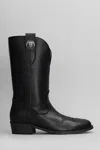 Via Roma 15 Texan Ankle Boots In Black Leather In Black