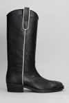 Via Roma 15 Texan Boots In Black Leather In Black