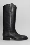 Via Roma 15 Texan Boots In Black Leather In Black