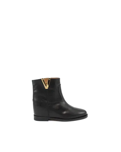 Via Roma 15 Black Santa Monica Ankle Boot In Nero