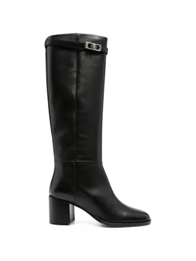 Via Roma 15 Turnlock-fastening Leather Boots In Black