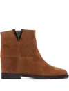 Via Roma 15 V-detail Suede Boots In Brown