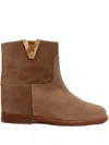 Via Roma 15 Ankle Boot With V-cutout And Diamond Detailing In Brown