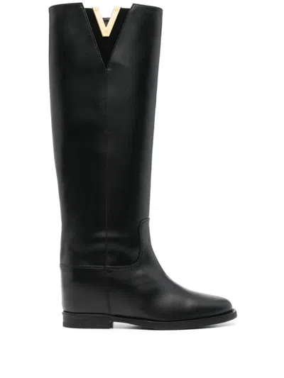 VIA ROMA 15 V-PLAQUE KNEE BOOTS