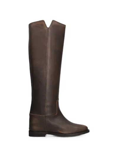 Via Roma 15 V-cut Knee-high Boots In Brown