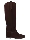 Via Roma 15 Tall Brown Suede Boots With Subtle Stitching