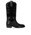 Via Roma 15 Texan Boots In Black Leather In Black