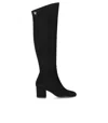 Via Roma 15 Vr Black Suede Heeled High Boot In Black