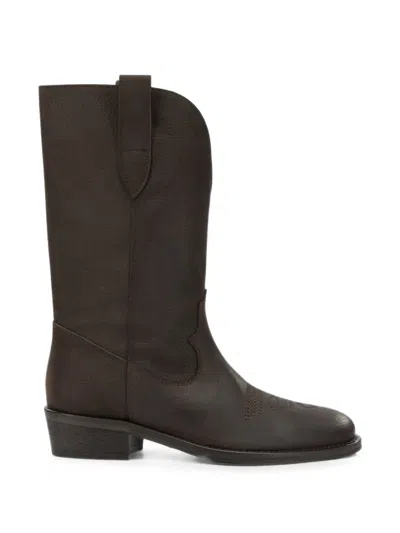 Via Roma 15 Western-style Panelled Boots In Brown