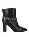 Via Roma 15 Woman Ankle Boots Black Size 7.5 Leather In Black