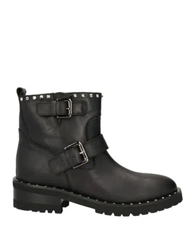 Via Roma 15 Woman Ankle Boots Black Size 9 Leather In Multi
