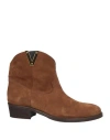 Via Roma 15 Woman Ankle Boots Camel Size 11 Leather In Brown