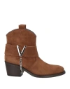 Via Roma 15 Woman Ankle Boots Camel Size 8 Leather In Beige