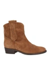 Via Roma 15 Woman Ankle Boots Camel Size 9 Leather In Beige