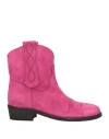 Via Roma 15 Woman Ankle Boots Fuchsia Size 7 Leather In Pink