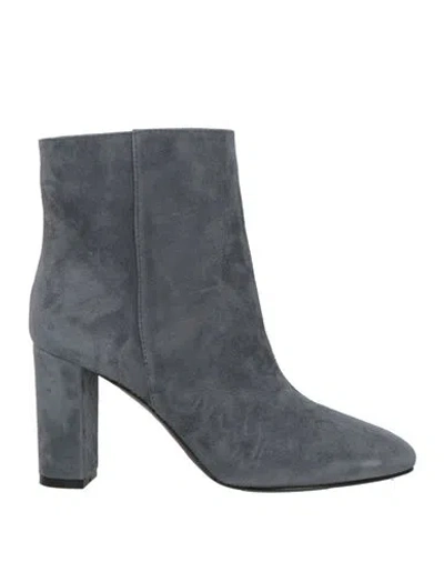 Via Roma 15 Woman Ankle Boots Grey Size 8 Leather In Blue