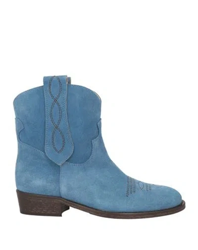 VIA ROMA 15 VIA ROMA 15 WOMAN ANKLE BOOTS LIGHT BLUE SIZE 7 LEATHER