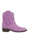 Via Roma 15 Woman Ankle Boots Light Purple Size 7 Leather