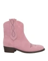 Via Roma 15 Velour Boots In Pink