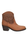Via Roma 15 Woman Ankle Boots Tan Size 7 Leather In Brown