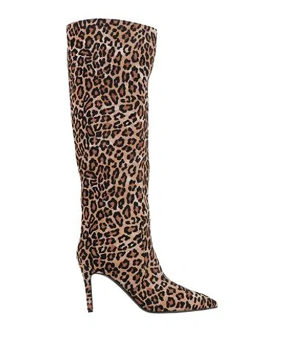 Via Roma 15 Woman Boot Beige Size 8 Leather In Brown