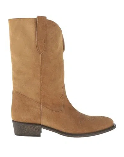 Via Roma 15 Woman Boot Camel Size 11 Leather In Beige