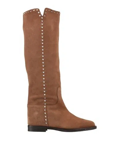 Via Roma 15 Woman Boot Camel Size 9.5 Leather